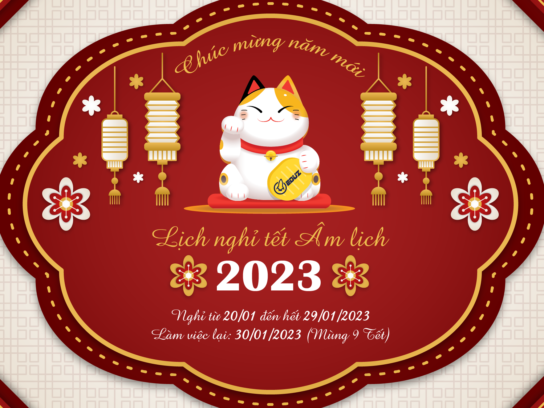 (Thông báo) Lịch nghỉ Tết Nguyên đán 2023